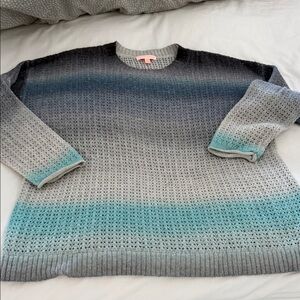 Lisa Todd Gray and Teal Crewneck Sweater